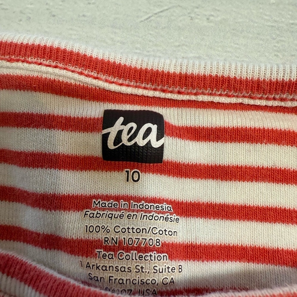 Tea collection girls striped pink heart dress size 10 - Picture 5 of 9